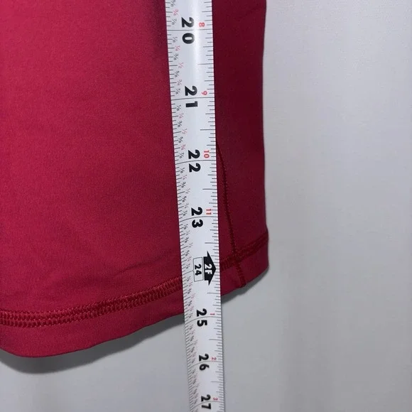 Lululemon Stash N Run Tank Ruby Red Glossy Built In Bra Criss Cross Back Sz 10 - Picture 5 of 8